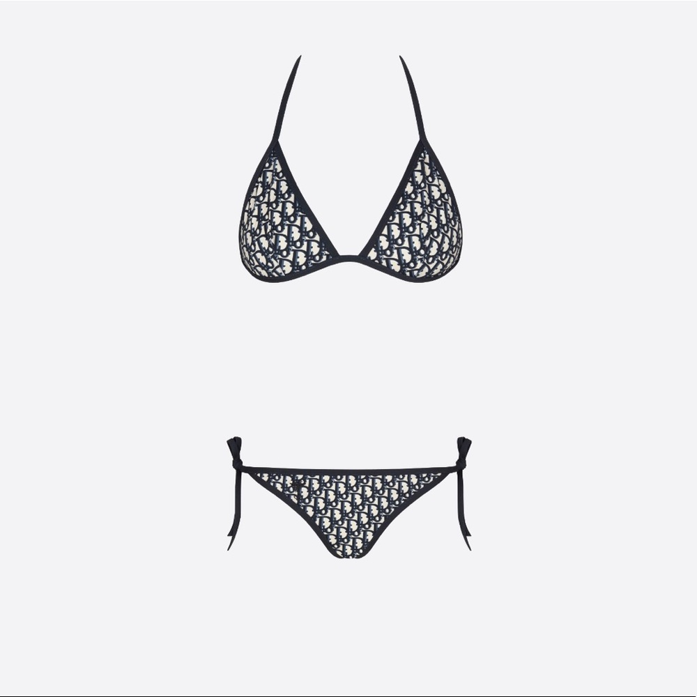 Dior Navy and White Monogram Triangle Bikini (Used like New)